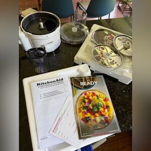 KitchenAid White and Red Food Processor Attachment with Discs